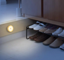 玄関にライトを設置している様子